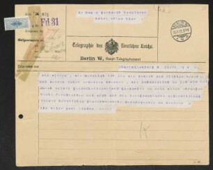 Brief von Paul Lindau an Gerhart Hauptmann