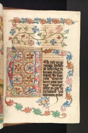 U-Initiale mit Blütenmedaillons und Rankenwerk