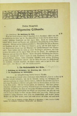 Dritter Hauptteil. Allgemeine Erdkunde