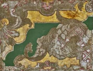 Goldledertapete, ornamentales Motiv Nr. 7, punziert, bemalt