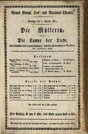 Königliches Hof- und Nationaltheater. 1821