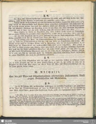 II. Abschnitt. Von den zum Plan- und Situationszeichnen erforderlichen Instrumenten, Werkzeugen, Geräthschaften und Materialien