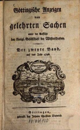 Göttingische Anzeigen von gelehrten Sachen. 1796, 2