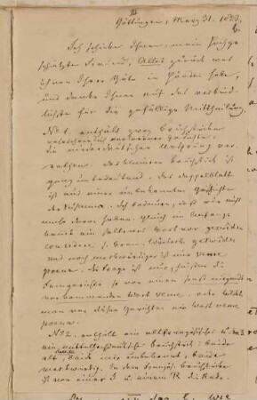 Brief von G. F. Benecke an Spangenberg (Göttingen, 31. März 1823)