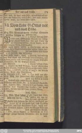 VI. Vom Lobe Gottes vor und nach Tische.