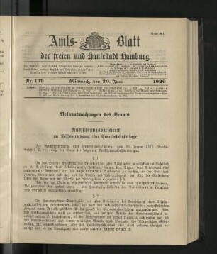 No. 139, 30. Juni 1920