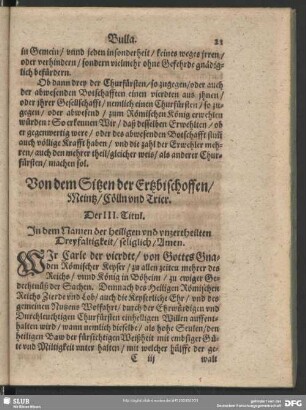 Von dem Sitzen der Erzbischoffen, Meintz, Kölln und Trier
