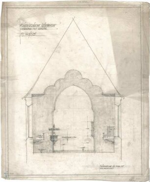 Bestelmeyer, German; Nürnberg (Bayern); Ev. Friedenskirche St. Johannes - Mappe 2: Chor mit Kanzel (Wandabwicklung; Detail)