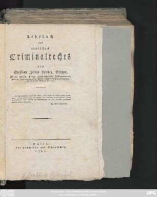 Lehrbuch des teutschen Criminalrechts