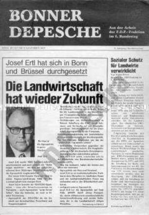Informationsblatt der FDP "Bonner Depesche" zur Agrarpolitik