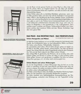 3: Das Mass - das richtge Mass - das Minimum-Mass : unsere Hausgeräte und Möbel