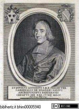 Vitae et res gestae pontificum Romanorum et S.R.E. cardinalium a Clemente X. usque ad Clementem XII. scriptae a Mario Guarnacci : quibus perducitur ad nostra haec tempora historia eorundem ab Alphonso Ciacconio aliisque descripta a S. Petro ad Clementem IX, Tomus Primus / Mario GuarnacciPorträt des Kardinals Louis Antoine de Noialles - Vita et res gestae ponteficum Romanorum Clemens X - Clemens XII. Tomus Primus.