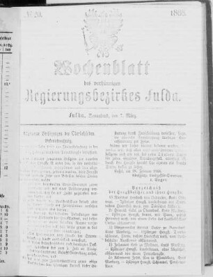 No. 20., Ausgabe vom 7. März 1868