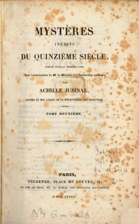 Mystères inédits du quinzième siècle, 2