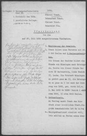 Urach: Pfarrbericht 1924