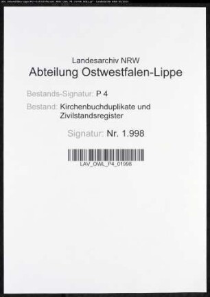 Kirchenbuchduplikat der kleinen evangelischen Marien- oder Stiftsgemeinde (GHT 1819-1824). (Gemeinde: Lippstadt, kleine evangelische Marien- oder Stiftsgemeinde)