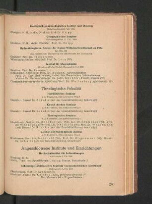 Angeschlossene Institute und Einrichtungen