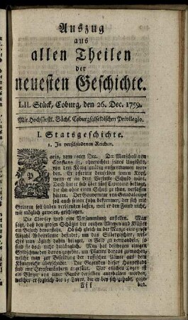 LII. Stück, Coburg, den 26. Dec. 1759.