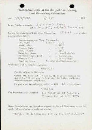 Hutter, Franz