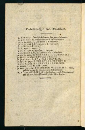 Verbesserungen und Drukfehler