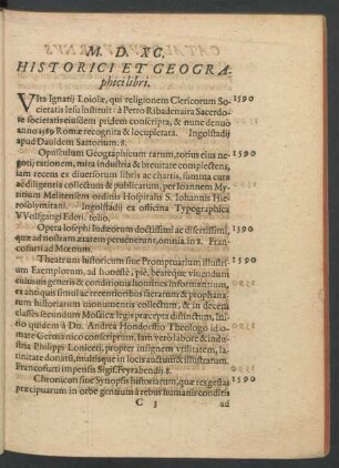 Historici et Geographici libri.