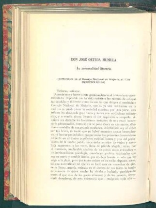 Don José Ortega Munilla - Su personalidad literaria : (Conferencia en el Consejo Nacional de Mujeres, el 7 de septiembre último)