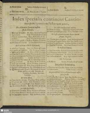 Index specialis ... festorum anni