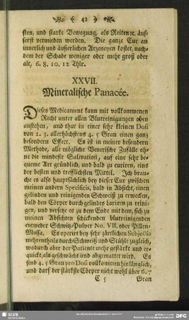 XXVII. Mineralische Panacée