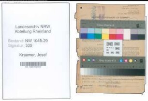 Entnazifizierung Josef Kraemer , geb. 11.07.1919 (Beamter)