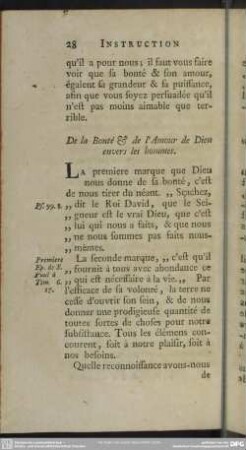 De la Bonté & de l´Amour de Dieu envers les hommes