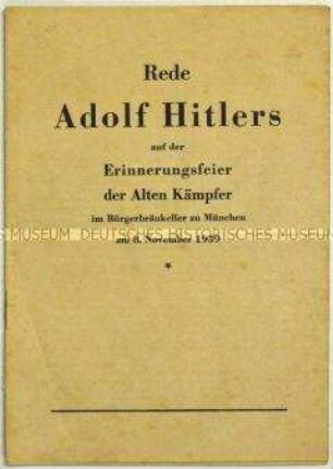 Rede Hitlers zum Jahrestag des Hitlers-Putsches 1939 in München