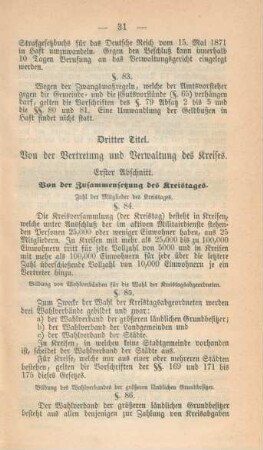 Dritter Titel. Von der Vertretung und Verwaltung des Kreises.