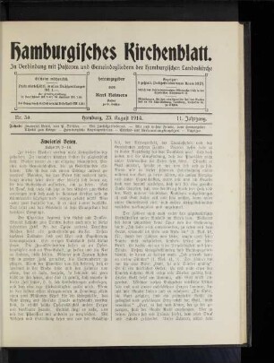 Nr. 34. Hamburg, 23. August 1914. 11. Jahrgang.