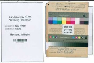 Entnazifizierung Wilhelm Beckers , geb. 19.01.1901 (Gastwirt)