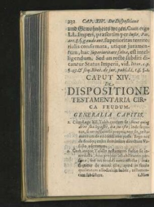 Caput XIV. De Dispositione Testamentaria Circa Feudum.