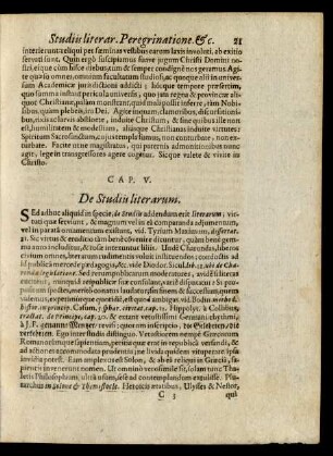 Cap. V. De Studiis literarum.