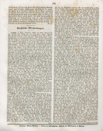 144 Kirchliche Mittheilungen