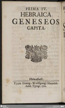 Prima IV. Hebraica Geneseos Capita