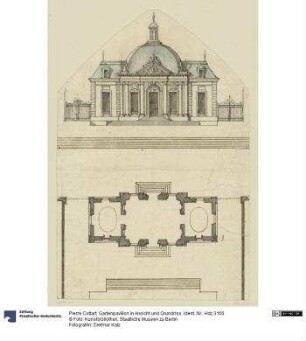 Gartenpavillon in Ansicht und Grundriss