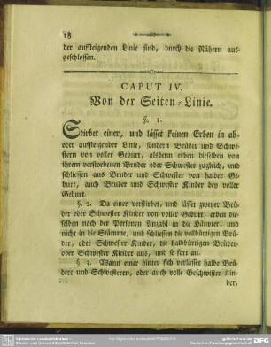 Caput IV. Von der Seiten-Linie