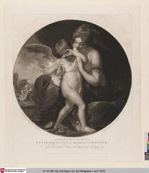 Cupid Stung by a Bee, is cherished by his Mother