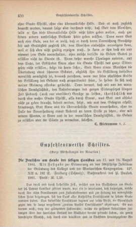 430-433 Empfehlenswerthe Schriften