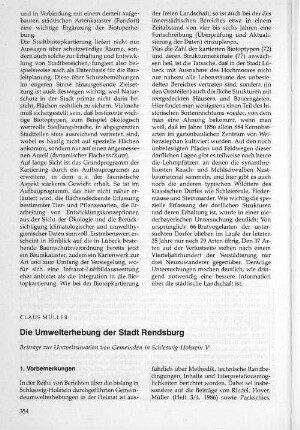 Die Umwelterhebung der Stadt Rendsburg