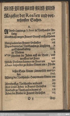 Register der Realien und vornehmsten Sachen