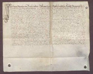 Hans-Werner von Flachslanden verkauft seine Forderung von 2.000 fl. zu 5% Zins auf den verstorbenen Markgraf Jakob III. von Baden-Hachberg lautend an den Bürgermeister Simon Bürtlin zu Breisach