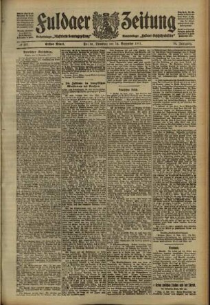 Erste Ausgabe vom Dienstag, den 14. November 1911.