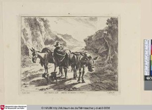 [Der Mauleseltreiber; A herd guiding two donkeys]