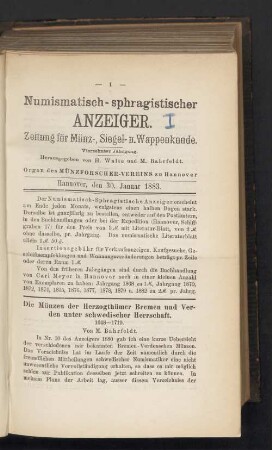1. 30. Januar 1883