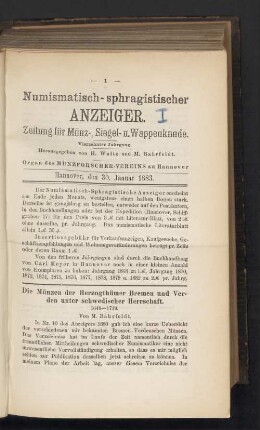 1. 30. Januar 1883