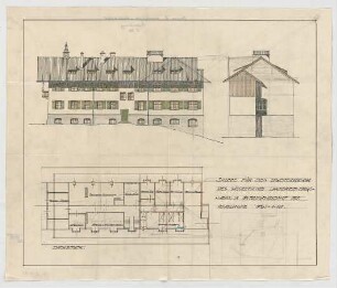 Thiersch, Friedrich von; Unterschondorf am Ammersee (Bayern); Landerziehungsheim Lohmann - Grundriss DG, Ansichten